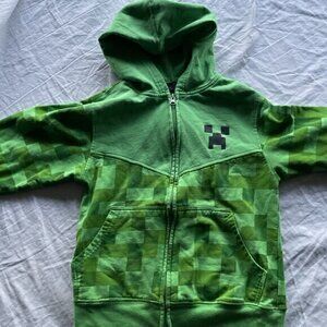 Minecraft Hoodie Green Creeper Zip Jinx Sweatshirt Hoodie Youth Boys Sz S- 2018